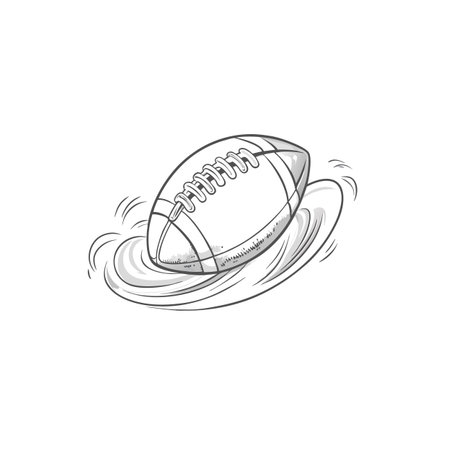 American football ball floating with motion trail in grayのイラスト素材