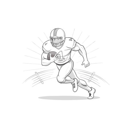 American football player running with the ball illustration vectorのイラスト素材