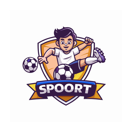 Boy Soccer Player Action Logo Mascot Vector Illustrationのイラスト素材