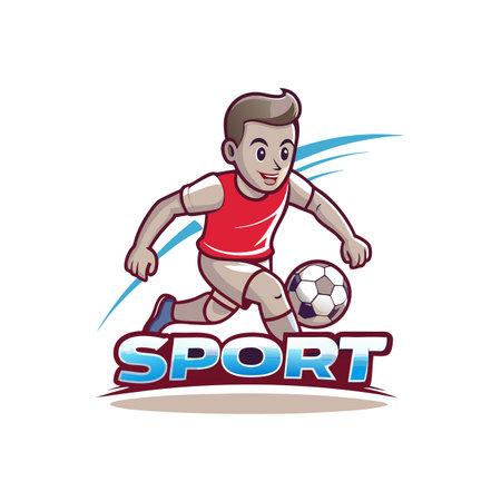 Cartoon soccer player dribbling the ball with dynamic motionのイラスト素材