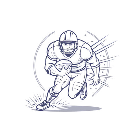 Running football player sketch with abstract dynamic backgroundのイラスト素材