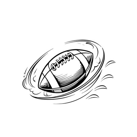 American football illustration with motion trails in black and whiteのイラスト素材