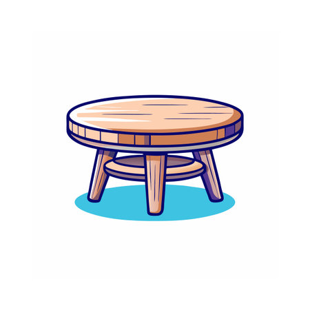 Illustration of a round wooden table with three legsのイラスト素材