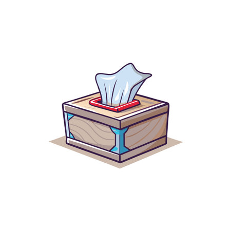 Illustration of a tissue box with tissues insideのイラスト素材