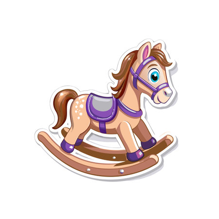 Cartoon Style Rocking Horse Toy Icon Isolated on Whiteのイラスト素材