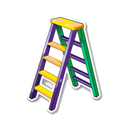 Colorful cartoon style ladder illustration on white backgroundのイラスト素材