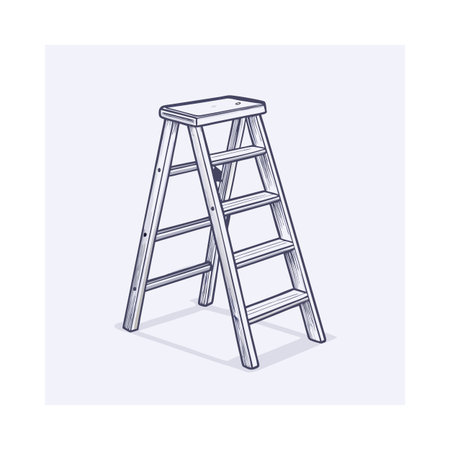 Illustration of a wooden step ladder on plain background
