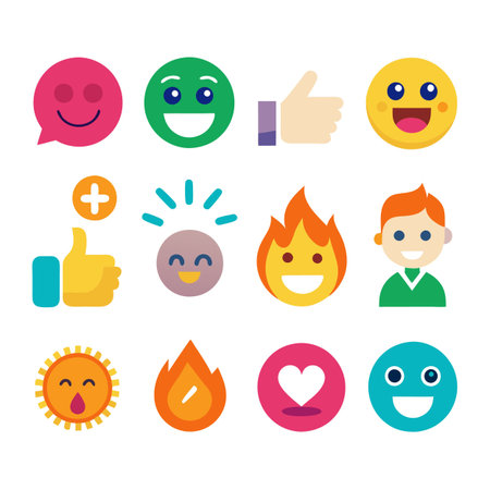 Collection of cheerful colorful flat design style emoji iconsのイラスト素材