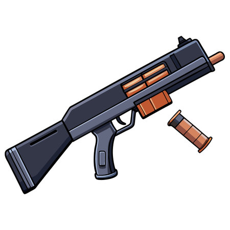 Illustration of gun with bulletのイラスト素材