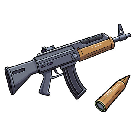 Illustration of gun with bulletのイラスト素材