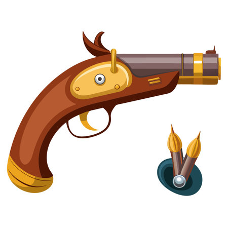 Illustration of gun with bulletのイラスト素材