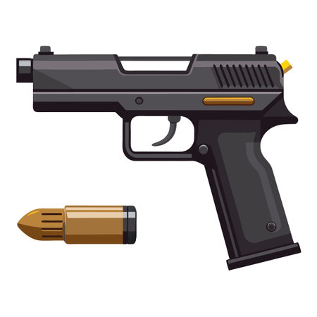 Illustration of gun with bulletのイラスト素材