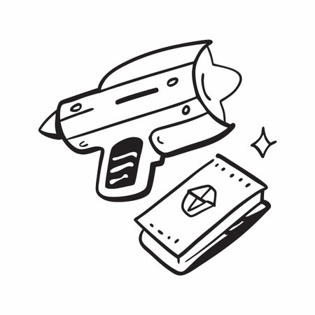 Illustration of gun with bulletのイラスト素材