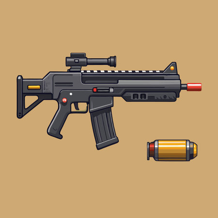 Illustration of gun with bulletのイラスト素材