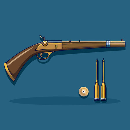 Illustration of gun with bulletのイラスト素材