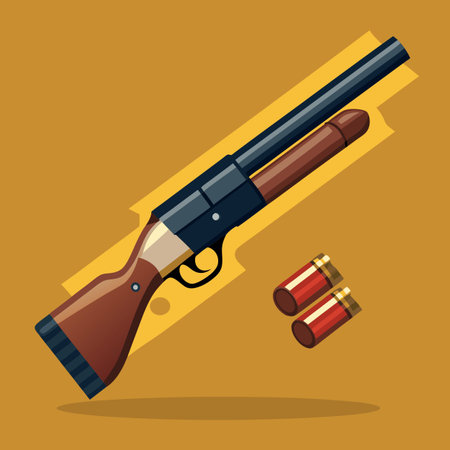 Illustration of gun with bulletのイラスト素材