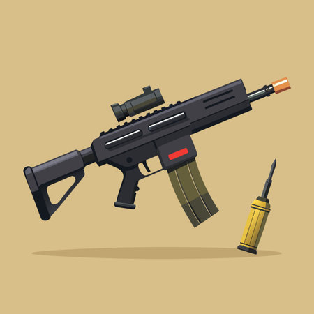 Illustration of gun with bullet