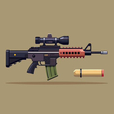 Illustration of gun with bulletのイラスト素材