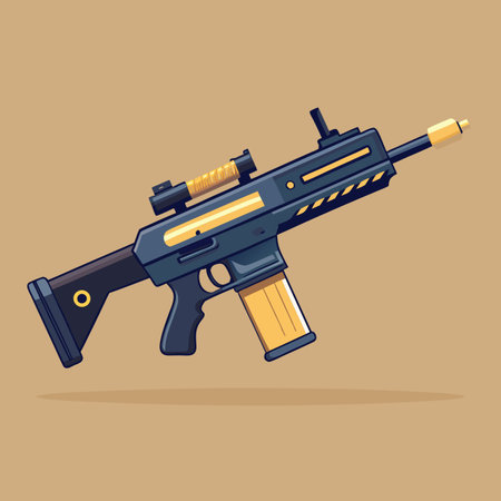 Illustration of gun with bulletのイラスト素材