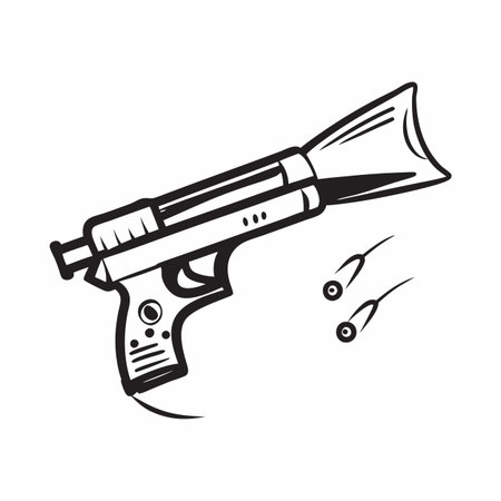 Illustration of gun with bulletのイラスト素材