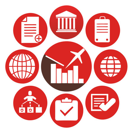 Business and finance related icons arranged in circleのイラスト素材