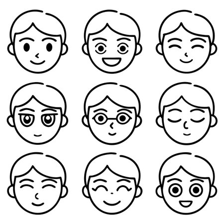 Set of cartoon facesのイラスト素材