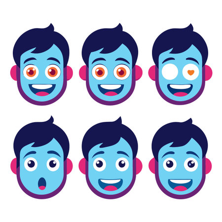 Set of cartoon facesのイラスト素材