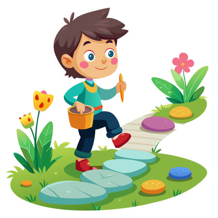 Illustration of painting activityのイラスト素材