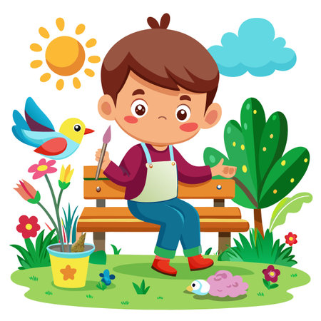 Illustration of painting activityのイラスト素材