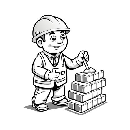 Illustration of construction work cartoon charactersのイラスト素材
