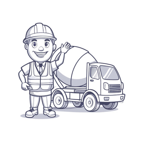 Illustration of construction work cartoon charactersのイラスト素材