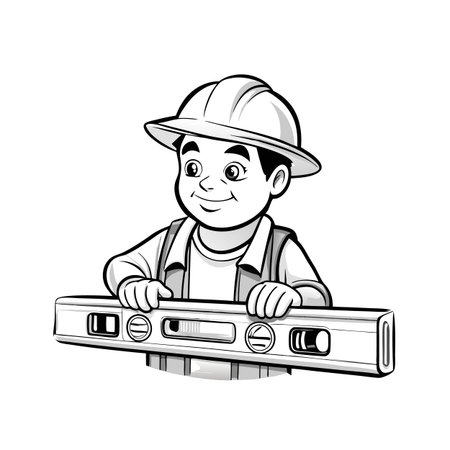 Illustration of construction work cartoon characters