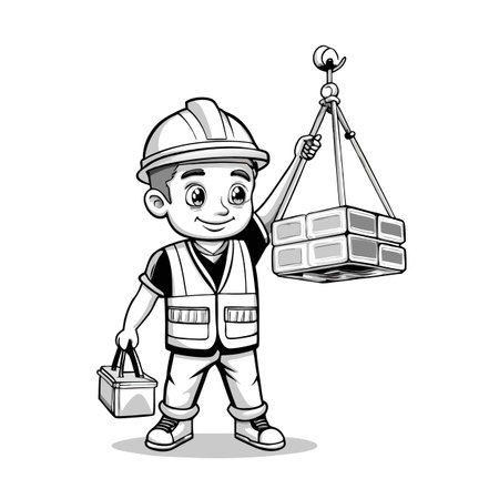 Illustration of construction work cartoon charactersのイラスト素材