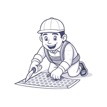 Illustration of construction work cartoon charactersのイラスト素材