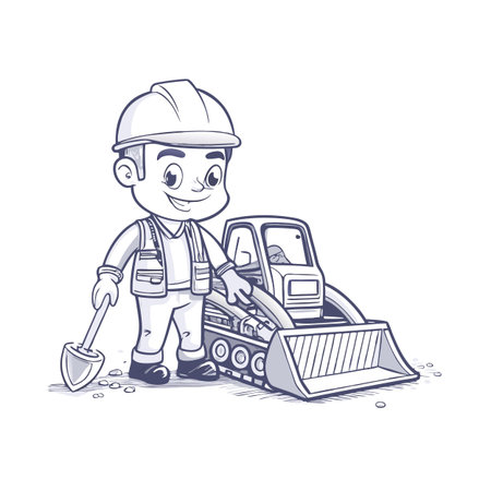Illustration of construction work cartoon charactersのイラスト素材