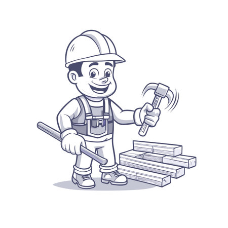 Illustration of construction work cartoon charactersのイラスト素材