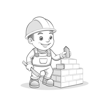 Illustration of construction work cartoon charactersのイラスト素材