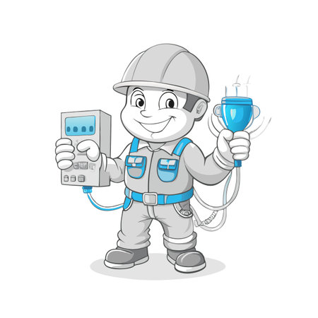 Illustration of construction work cartoon characters