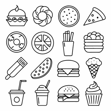 Black Outline Icons Setのイラスト素材