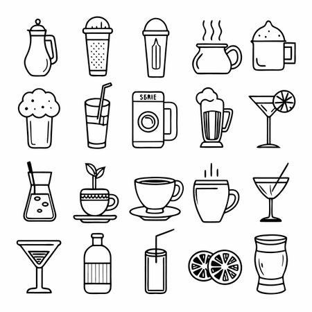 Black Outline Icons Setのイラスト素材