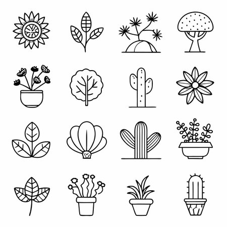 Black Outline Icons Setのイラスト素材
