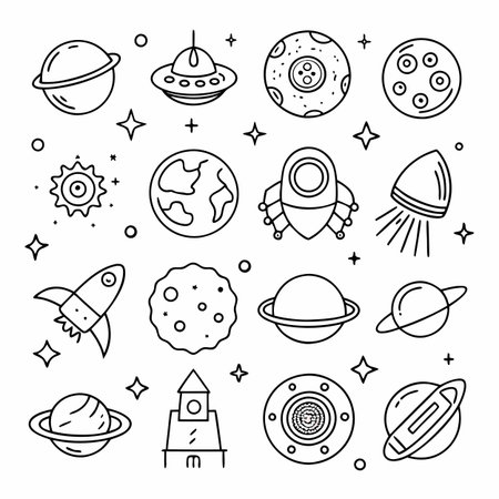 Black Outline Icons Set