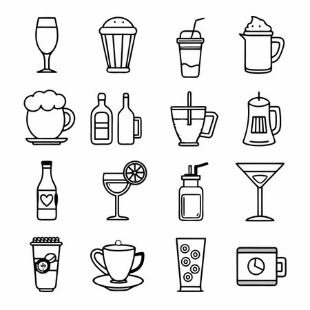 Black Outline Icons Setのイラスト素材