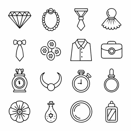 Black Outline Icons Setのイラスト素材