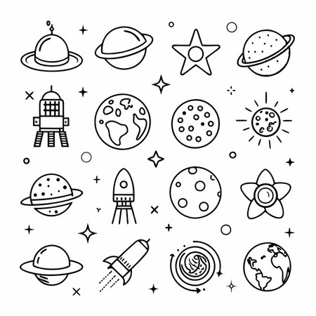 Black Outline Icons Setのイラスト素材