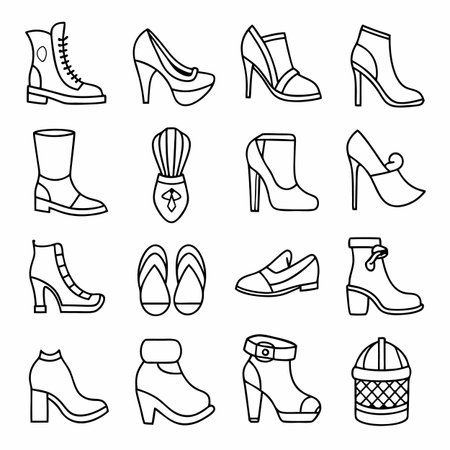 Black Outline Icons Setのイラスト素材