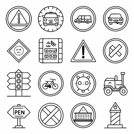 Black Outline Icons Setのイラスト素材