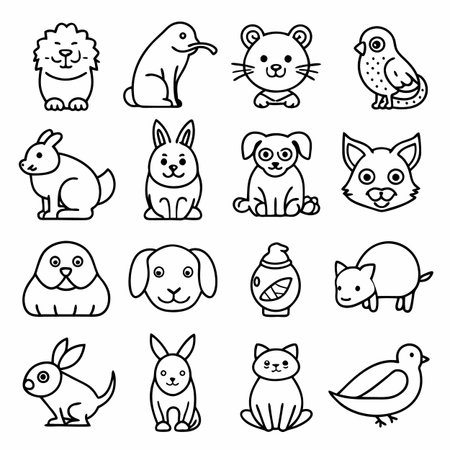 Black Outline Icons Set