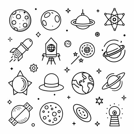 Black Outline Icons Set