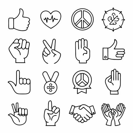 Black Outline Icons Setのイラスト素材